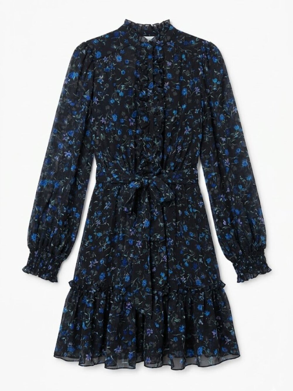 Dorothee Schumacher Floral Mini Dress XS Ruffle Mesh Chiffon Boho Luxury
